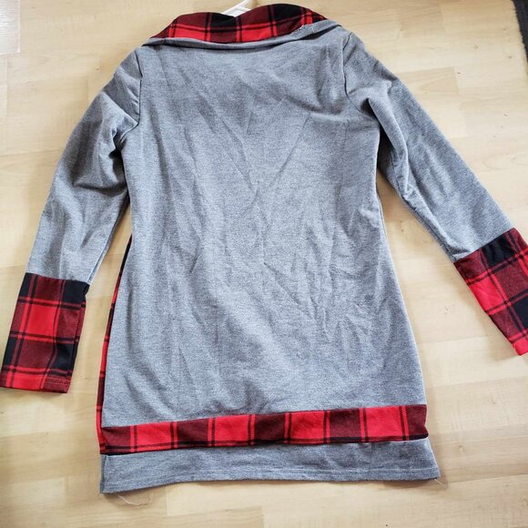 DRESSFO Plaid Tartan Panel Cowl Neck Tulip Front Tunic says L but think Medium - Picture 6 of 7